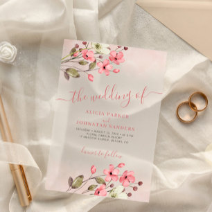 Invitations En Acrylique Mariage bohème élégant à l'aquarelle rose florale