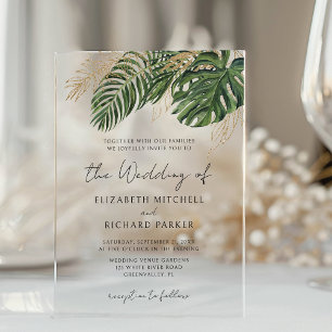 Invitations En Acrylique Mariage Bohème Été Botanique de Verdure Tropicale
