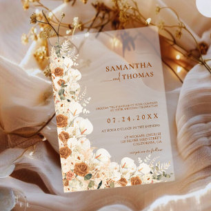 Invitations En Acrylique Mariage Bohème Terracotta Rose & Herbe de Pampas