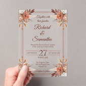 Invitations En Acrylique Mariage Boho à cadre floral rustique (In situ (ordinateur de poche))
