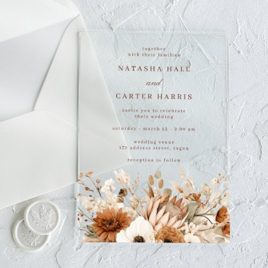 Invitations En Acrylique Mariage Boho Blooms