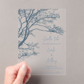 Invitations En Acrylique Mariage Boho d'arbre simple bleu (In situ (ordinateur de poche))