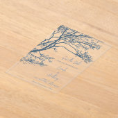 Invitations En Acrylique Mariage Boho d'arbre simple bleu (Poser)