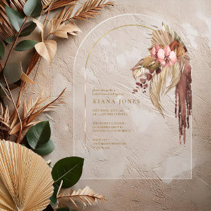 Invitations En Acrylique Mariage Boho Oasis Floral ID959