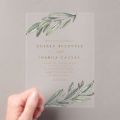 Invitations En Acrylique Mariage botanique À feuillage persistant romantiqu (In situ (ordinateur de poche))