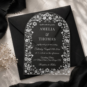 Invitations En Acrylique Mariage Botanique Élégant Blanc