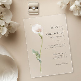 Invitations En Acrylique Mariage Botanique Élégant Minimaliste au Lys de Ca