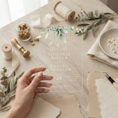 Invitations En Acrylique Mariage botanique Feuille Eucalyptus Green