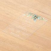 Invitations En Acrylique Mariage botanique Feuille Eucalyptus Green (Poser)