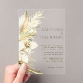 Invitations En Acrylique Mariage botanique fleuri à orchidées blanches (In situ (ordinateur de poche))