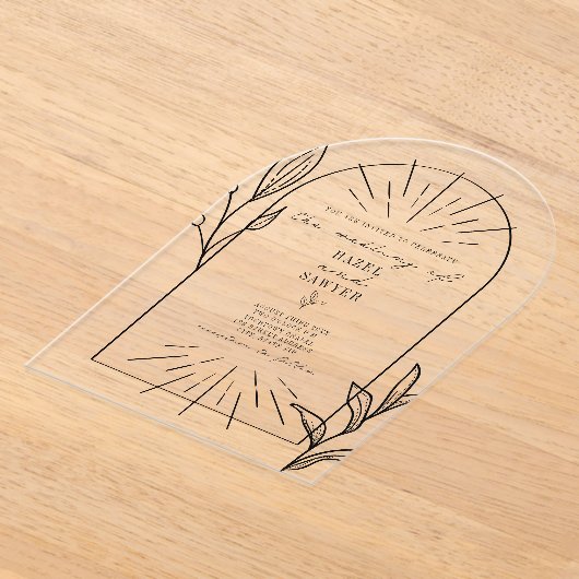 Invitations En Acrylique Mariage botanique Line Art Arch (Poser)