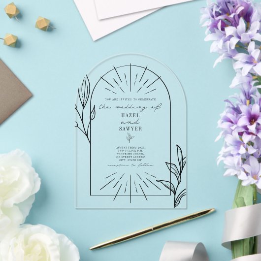 Invitations En Acrylique Mariage botanique Line Art Arch (Insitu (Mariage))