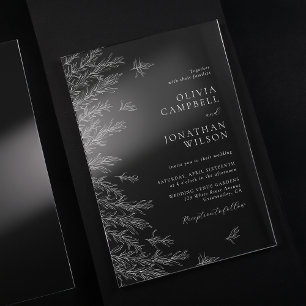 Invitations En Acrylique Mariage Botanique Minimaliste Blanc Moderne