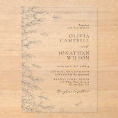 Invitations En Acrylique Mariage botanique minimaliste Feuille moderne (Recto)