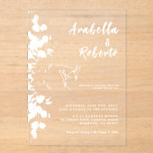 Invitations En Acrylique Mariage botanique romantique blanc Eucalyptus (Recto)