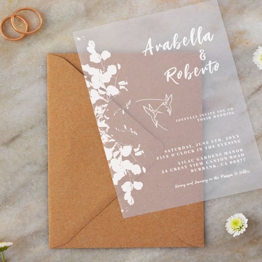 Invitations En Acrylique Mariage botanique romantique blanc Eucalyptus