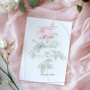 Invitations En Acrylique Mariage Botanique Rose Romantique Chic Français