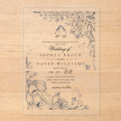 Invitations En Acrylique Mariage Botanique Rustique Blanc Classique (Recto)