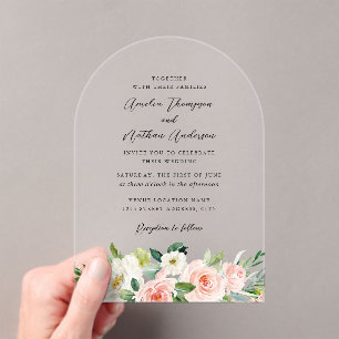 Invitations En Acrylique Mariage Botanique Rustique de Campagne Rose Arch