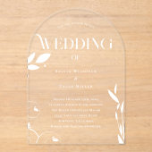 Invitations En Acrylique Mariage botanique simple (Recto)