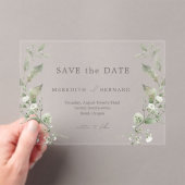 Invitations En Acrylique Mariage botanique simple et élégant Enregistrer la (In situ (ordinateur de poche))