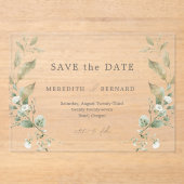 Invitations En Acrylique Mariage botanique simple et élégant Enregistrer la (Recto)