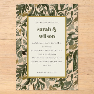 Invitations En Acrylique Mariage Botanique Vert Bohème Rétro Chic Rustique