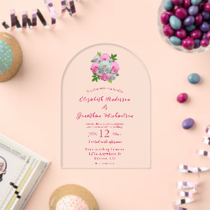 Invitations En Acrylique Mariage Bouquet de Pivoines