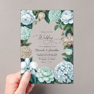 Invitations En Acrylique Mariage Brouillard côtier/Teinte de mousse marine 