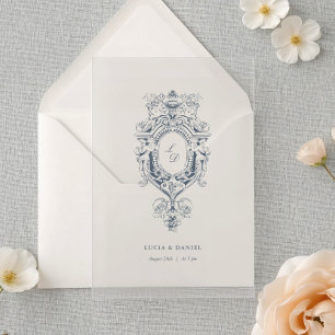 Invitations En Acrylique Mariage Calligraphié avec Ornement Baroque de Blas