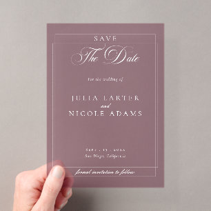 Invitations En Acrylique Mariage calligraphié classique burgundy Save The D