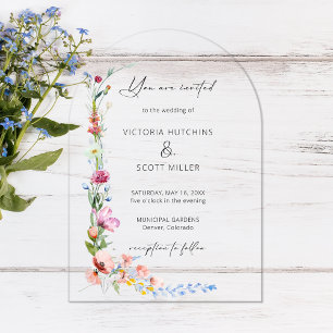 Invitations En Acrylique Mariage calligraphié de bohème à l'aquarelle de fl