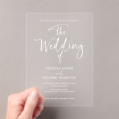 Invitations En Acrylique Mariage Calligraphie Élégante (In situ (ordinateur de poche))