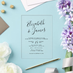 Invitations En Acrylique Mariage Calligraphié en Écriture Bohème