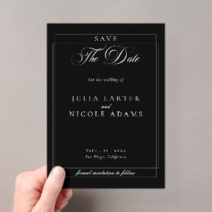 Invitations En Acrylique Mariage Calligraphie Noir Classique Carte de Faire