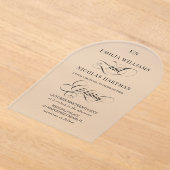 Invitations En Acrylique Mariage Calligraphie Simple Classique Noir (Poser)