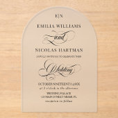 Invitations En Acrylique Mariage Calligraphie Simple Classique Noir (Recto)
