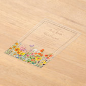 Invitations En Acrylique Mariage campagnard aux fleurs sauvages colorées (Poser)