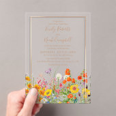 Invitations En Acrylique Mariage campagnard aux fleurs sauvages colorées (In situ (ordinateur de poche))
