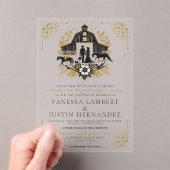 Invitations En Acrylique Mariage campagnard noir et or (In situ (ordinateur de poche))