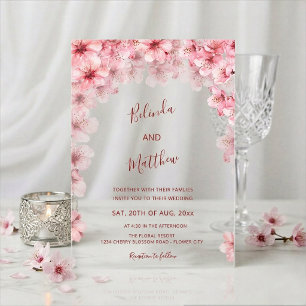 Invitations En Acrylique Mariage Casual Arc Blanc Fleur de Cerisier