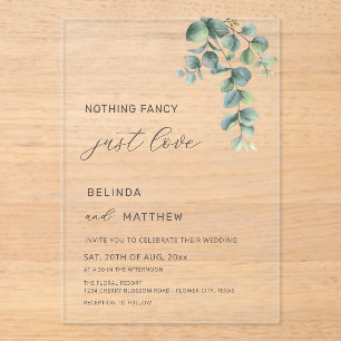 Invitations En Acrylique Mariage Casual Fleurs Aquarelle Feuillage