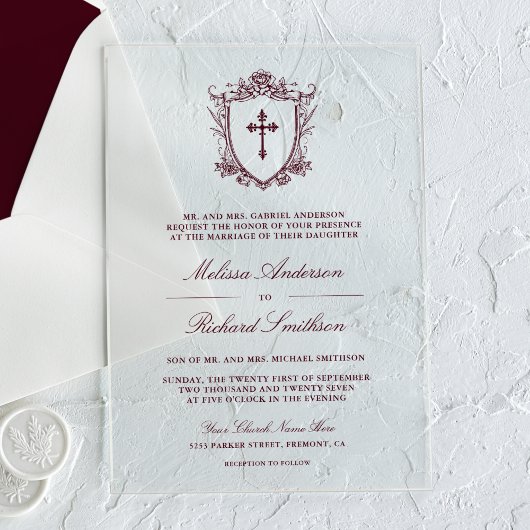 Invitations En Acrylique Mariage catholique de Bourgogne