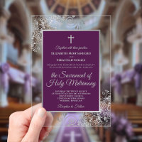 Mariage Catholique Élégant Prune Pourpre et Argent