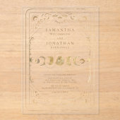 Invitations En Acrylique Mariage céleste du Tarot d'or Faux (Recto)