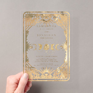 Invitations En Acrylique Mariage Céleste Tarot Or Faux