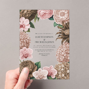 Invitations En Acrylique Mariage Champagne Blush, Rose Huître & Beige Latte