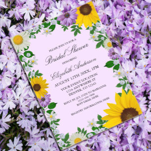 Invitations En Acrylique Mariage Champêtre avec Tournesols et Marguerites