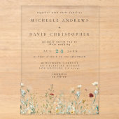 Invitations En Acrylique Mariage Champêtre Bohème avec Fleurs Sauvages (Recto)