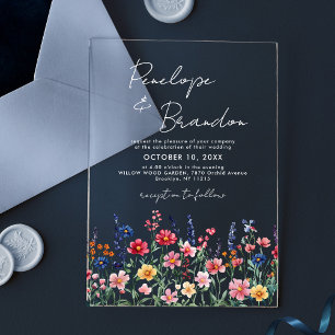 Invitations En Acrylique Mariage Champêtre Bohème Fleuris Chic Rustique